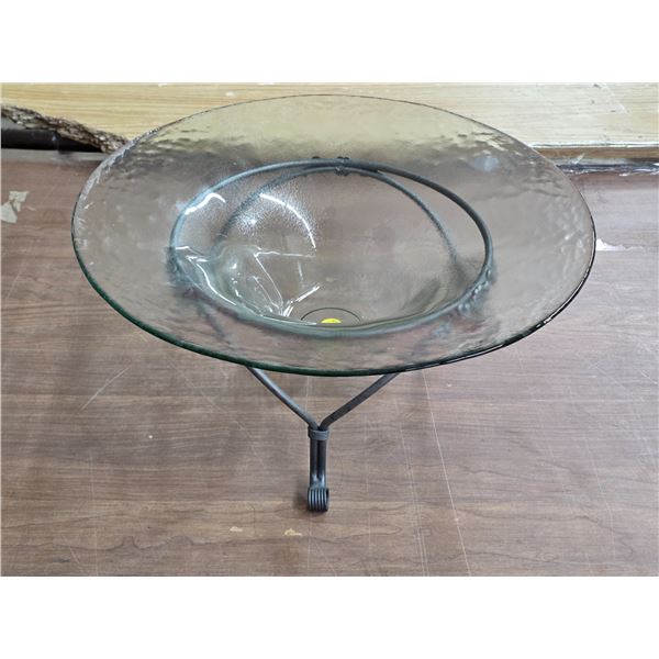 Glass bowl and metal stand