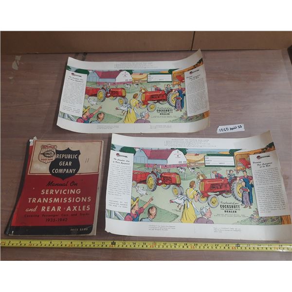 1950 Cockshutt 30/40 - Comic Strip - 2 Sheets and 1935-1942 Republic Gear Company Manual.