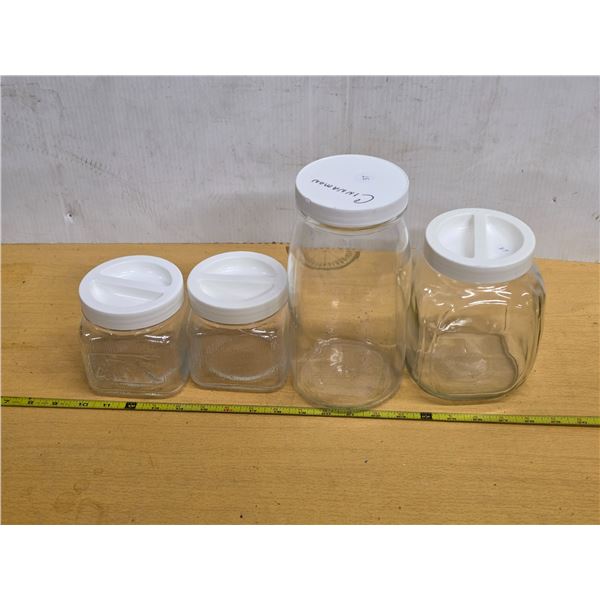 4 various size canning jars