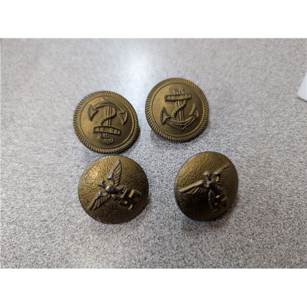 (4) Vintage Nazi Germany Buttons (Glue Left On)