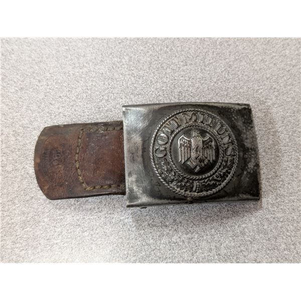 Vintage GOTT MITUNS Nazi Germany Belt Buckle w/ Some Leather Belt Left On