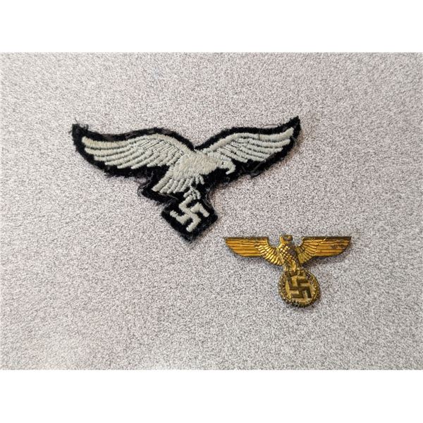 Vintage Nazi Pin and Nazi WWII Embroidery Badge