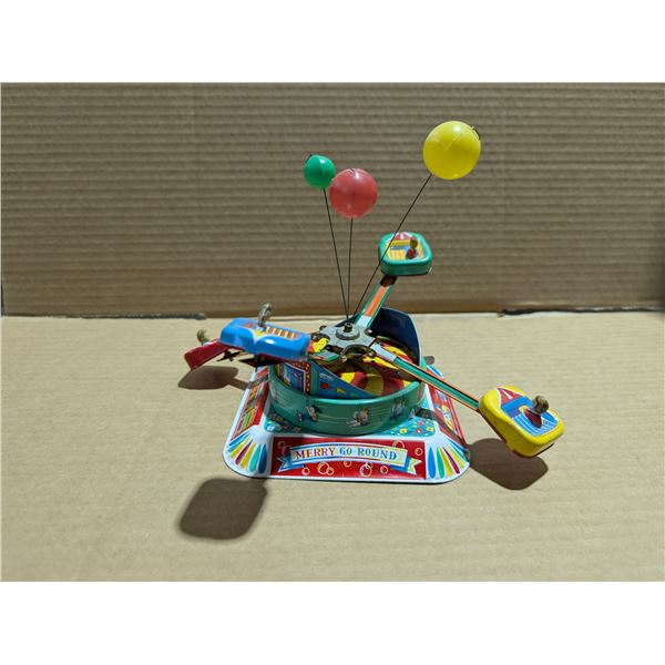Vintage Wind Up Merry Go Round Toy (Works)