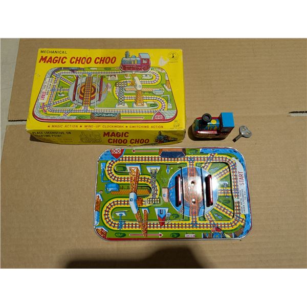Vintage Mechanical Magic Choo Choo Wind Up Train w/ original Box (Works)