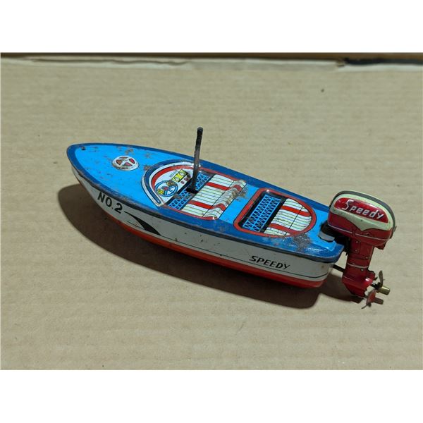 Vintage No.2 Wind up Speedy Boat Bath Toy (Works)