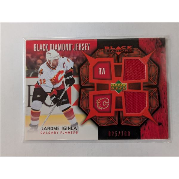 Black Diamond Jersey 025/100 Jarome Iginla Calgary Flames 2007/08 UD Hockey Card
