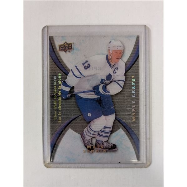 Clear Path to Greatness UD Mats Sundin Maple Leafs CP11 2008 Clear McDonalds/NHL Collaboration Card