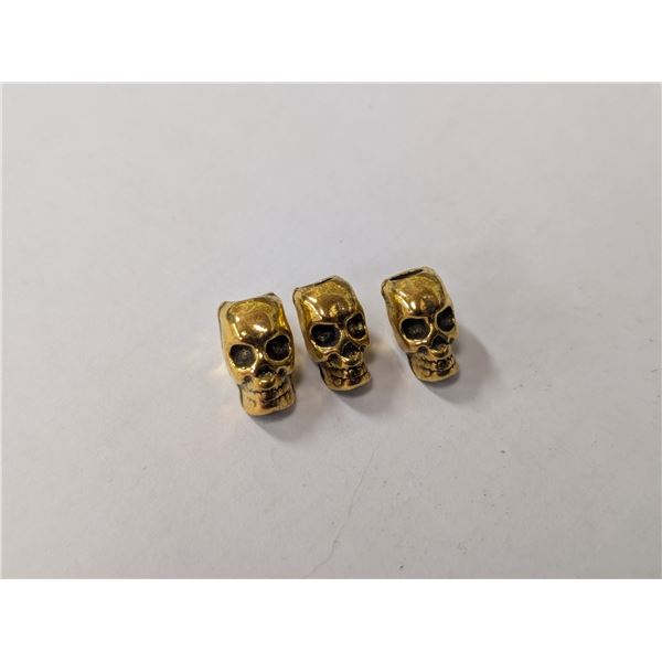 (3) Gold Suilded Copper Skulls