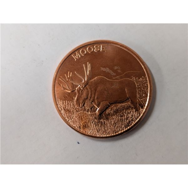 Moose Designed Copper .999 Fine USA One A.Y.D.P. Ounce Coin