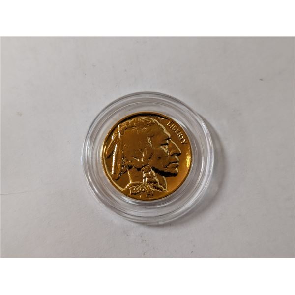 (Unverified) 24K Gold Gilded Copper United States America E Pluribus Unum 5 Cent Coin 1936