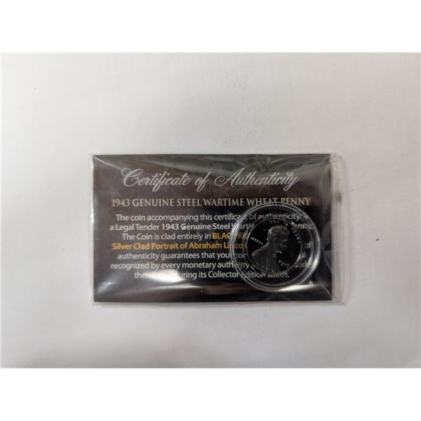 1943 Genuine Steel Wartime Wheat Penny w/ Certificate of Authenticity