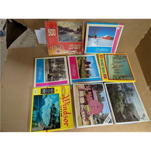 Box of Old Vintage Puzzles