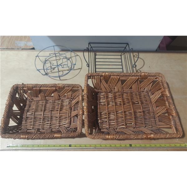 Collection of decorative wicker baskets and etc.