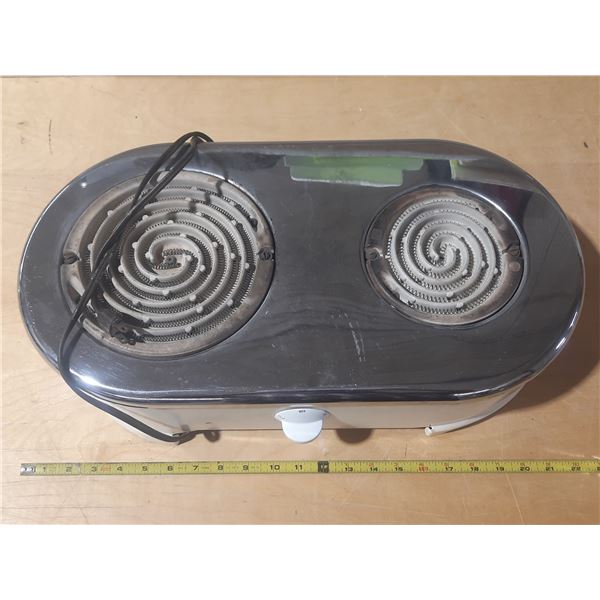Portable double electric burner cooktop. (Untested)