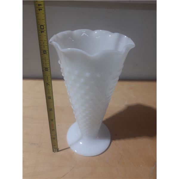 Vintage milk glass trumpet vase.