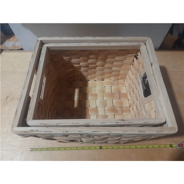 (2) Rectangular storage baskets.