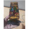 Image 3 : Vintage miniature amber glass oil lamp and Vintage stained glass suncatcher ornament depicting an ow