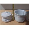 Image 3 : Vintage porcelain pieces, featuring a covered dish and two mugs celebrating a 25th anniversary.