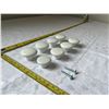 Image 1 : Vintage Porcelain Drawer Pulls. (7 @ 1 1/2'' wide x 1'' high and 1 @ 1 1/4'' wide x 7/8'' high)