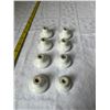 Image 2 : Vintage Porcelain Drawer Pulls. (7 @ 1 1/2'' wide x 1'' high and 1 @ 1 1/4'' wide x 7/8'' high)