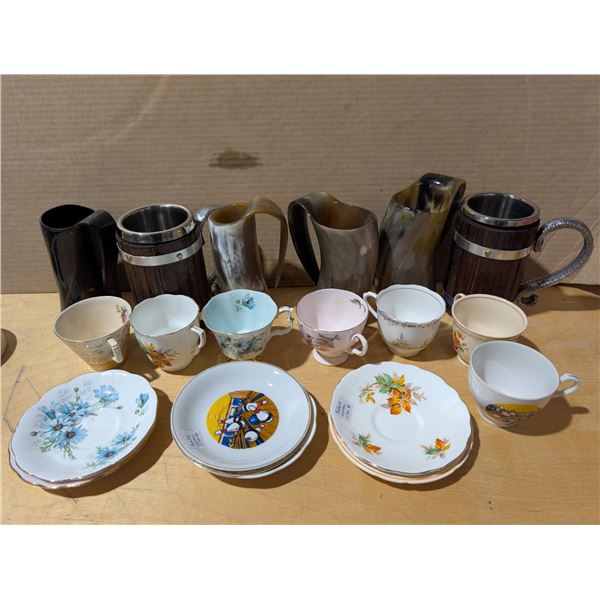 Lot of Tea Cups, Saucers, Unique Designed Cups, and etc. As Shown