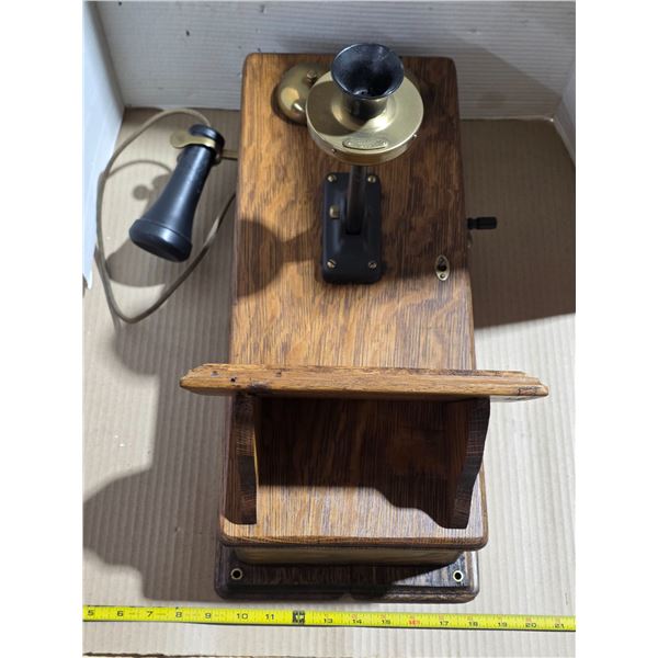 Long box oak wood telephone-19" by 9"