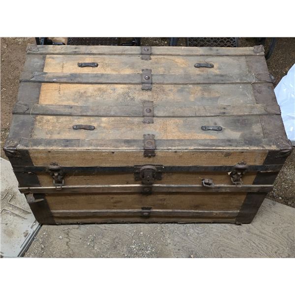 Steamer trunk- good condition- needs stain/varnish- 38" by 21" by 24"H
