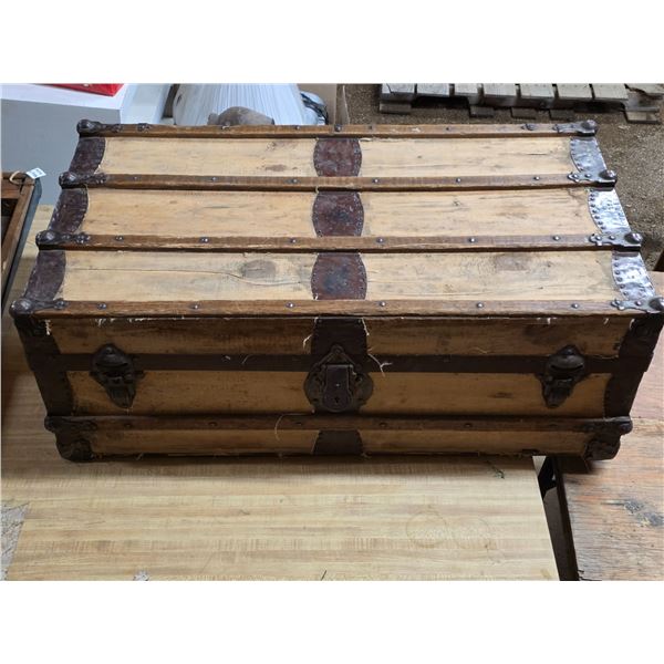 Steamer trunk- good condition- needs stain/varnish- 34" by 19" by 12"H