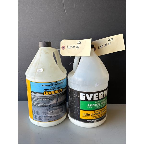 14: Partial jug of concrete adhesive/partial jug of glue