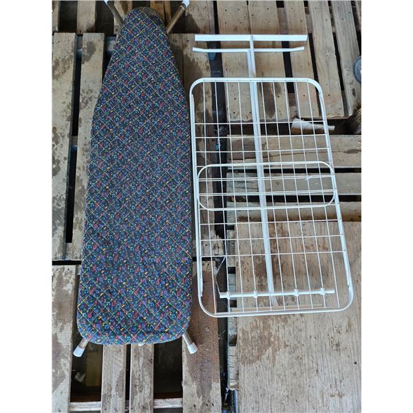 Ironing board and clothes rack