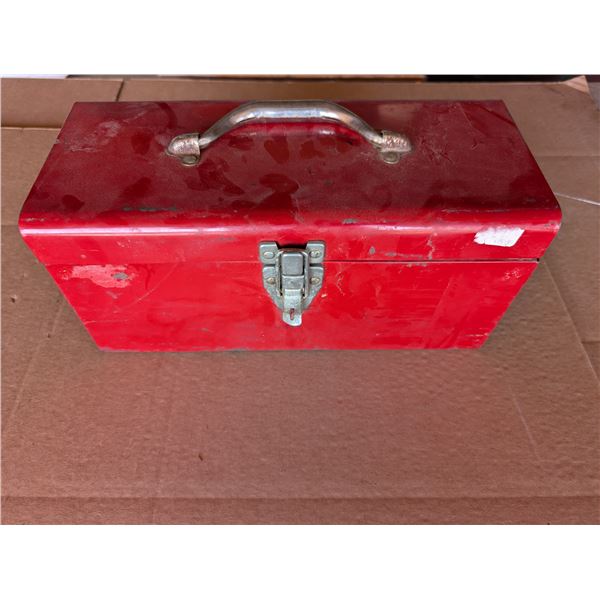 Red Tool Box 14"x5"x6" W/ misc. Screw Drivers
