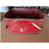 Image 1 : Vintage Red Picnic Box w/ misc. Tool Parts (Chains Bolts, and etc.)