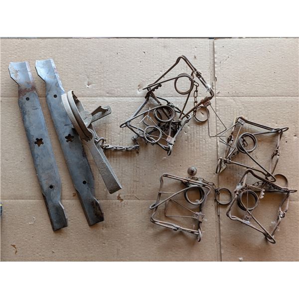 Vintage Trap, Lawn Mower Blades, and Vintage Metal Scrap/Items