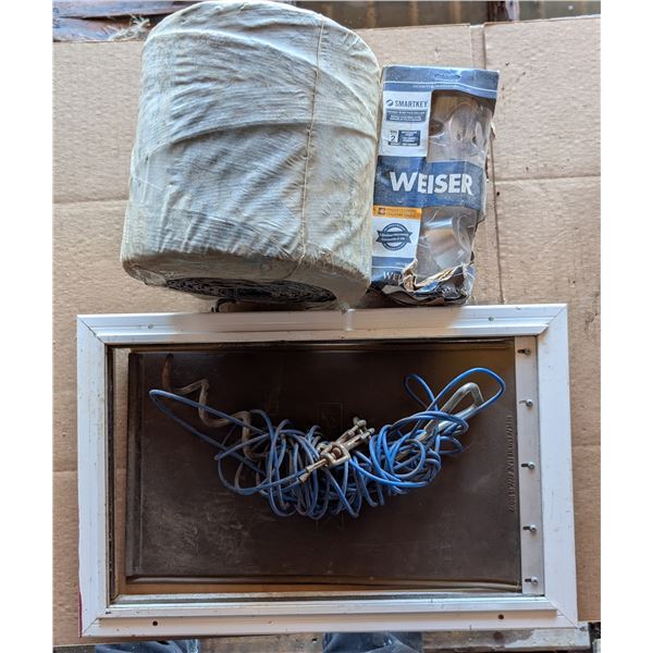 Dog Door 20"x13", Spool of Wire, Dog Cord, and etc.