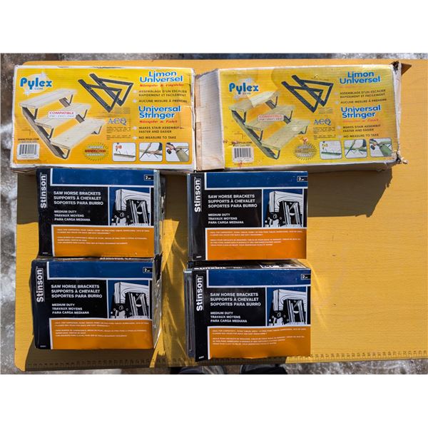 (4) Pairs Brand New Saw Horse Brackets w/ (2) Pairs New Step Stingers