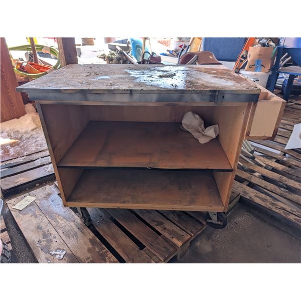 43"x24"x32 Rolling Wood Shop Cart