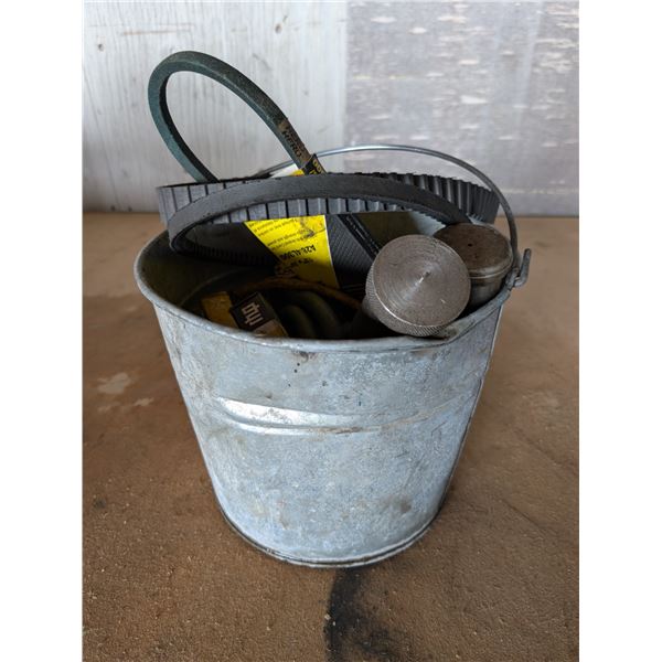 Pail full of Possibly Never Used Bearings, belt, and etc.