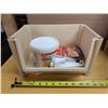 Image 5 : Box of Misc. Tool Items w/ (3) Storage Tubs (Measurements on Image)