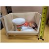 Image 6 : Box of Misc. Tool Items w/ (3) Storage Tubs (Measurements on Image)