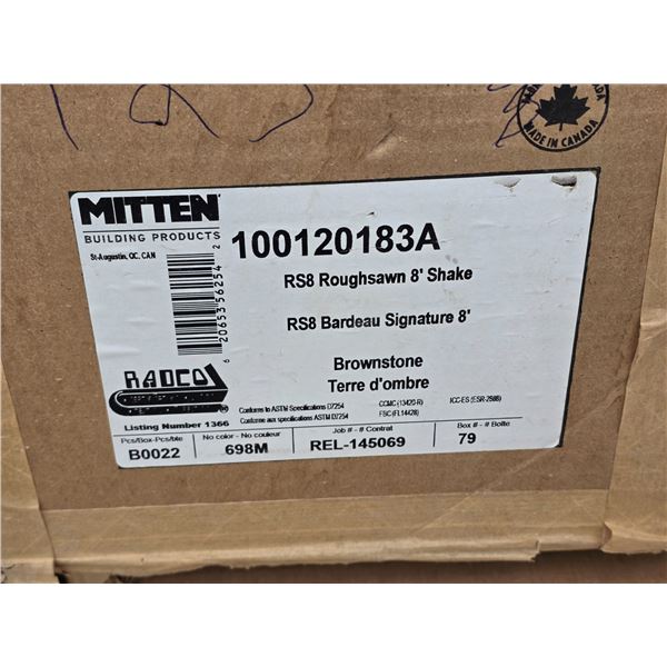 5 boxes of 8' Roughsawn shake- brown stone-  approx 59.5 square feet per box