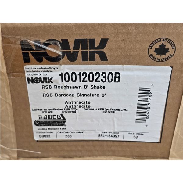 1  box of 8' Roughsawn shake- anthacite -  approx 59.5 square feet per box