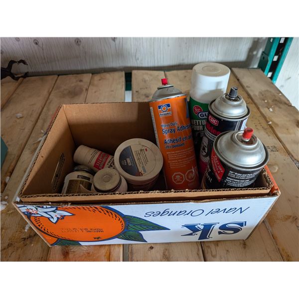 Box of Misc. Can Sprays for Vehicles/Cleaning