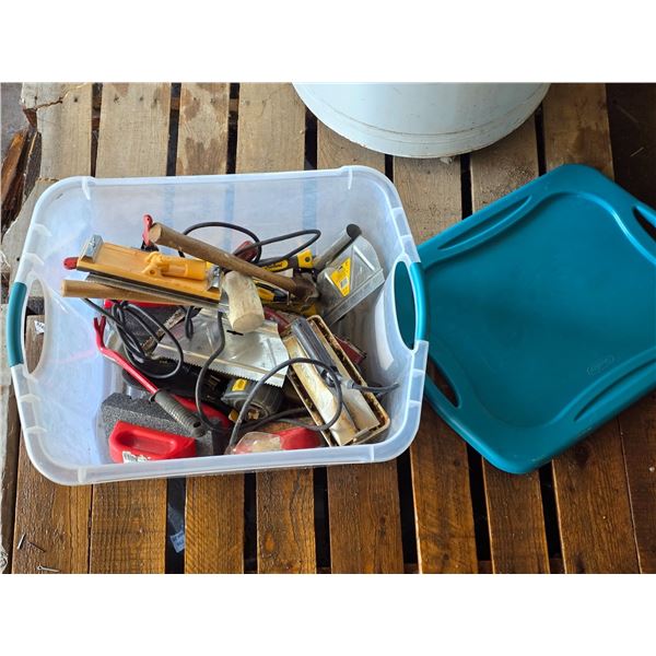 Tub full of tools and hardware