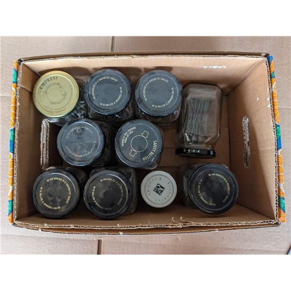 Box of Jars Full of Misc. Nails As Shown