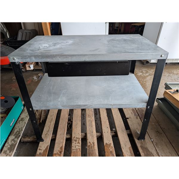 37"x31"x21" 2 Tier Work Table (Metal) W/ Drawer