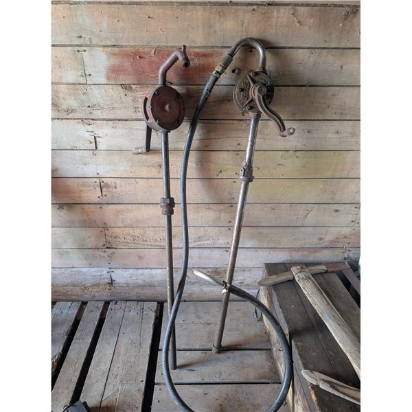 (2) Vintage Hand Crank Gas Pumps (1) Made Winnipeg Canada