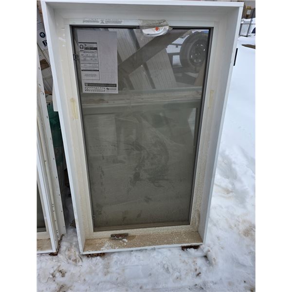 Commercial/ housing egress window with screen- all weather- corner damage- 35" by 60"H
