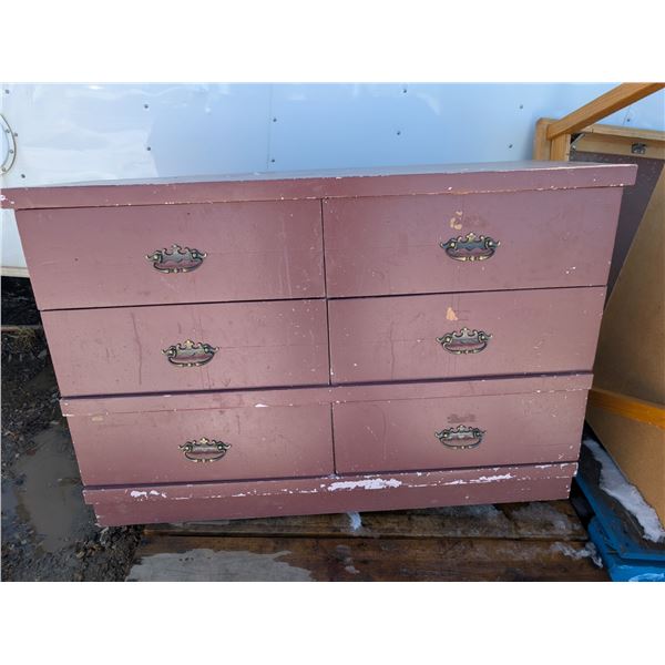 Wood Dresser (6) Drawers W/ Unique Handles 33"x48"x18"