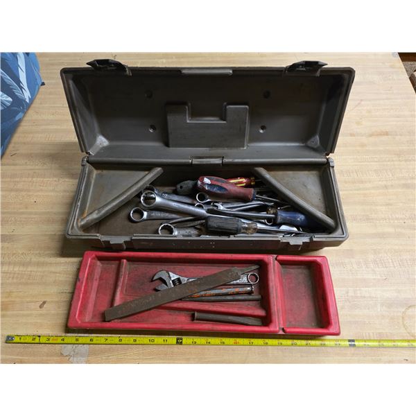 Tool box with wrenches and screw drivers