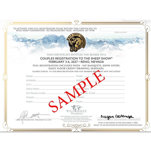 RENO 2027 SHEEP SHOW — 2 PEOPLE, ALL DAYS